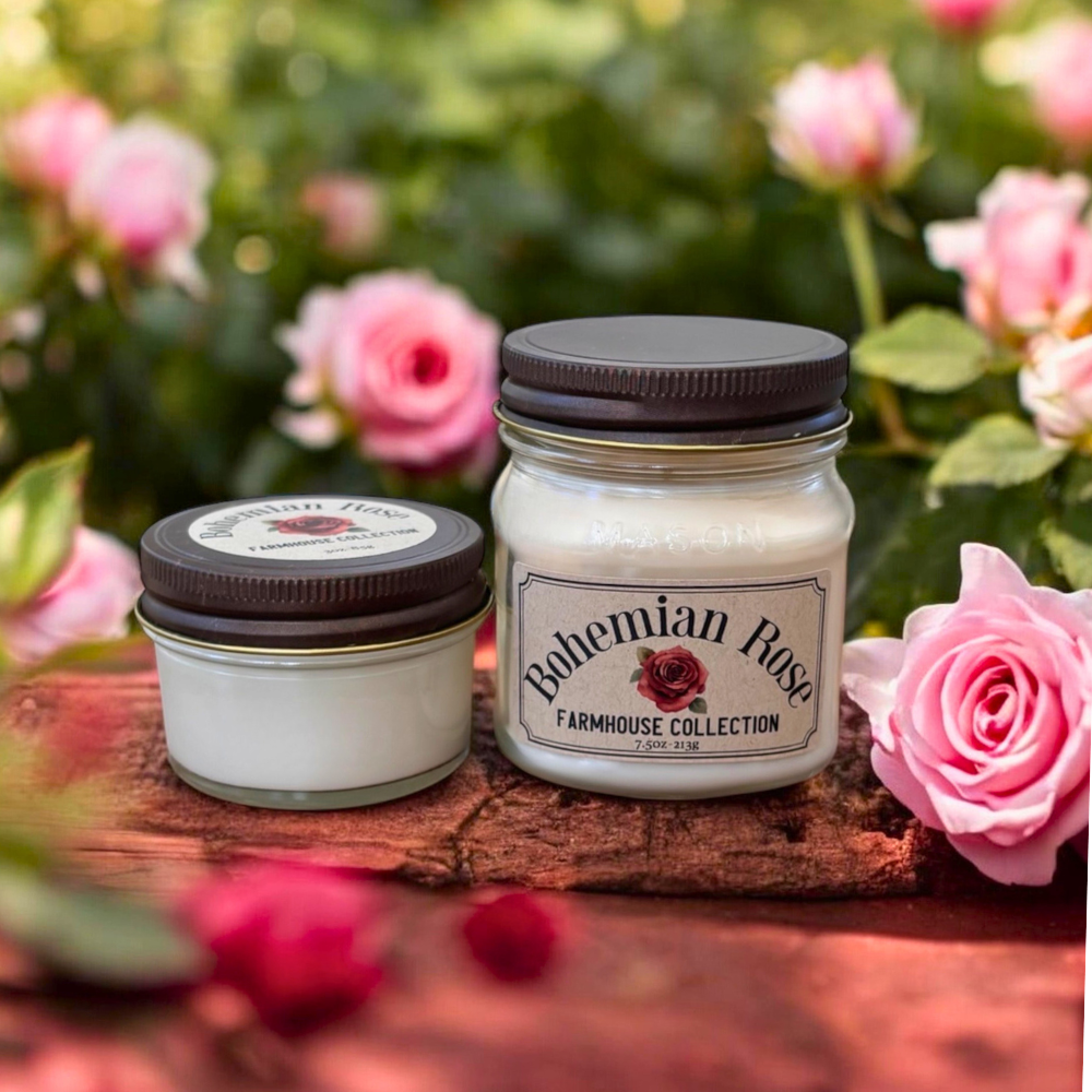Bohemian Rose Farmhouse Candle